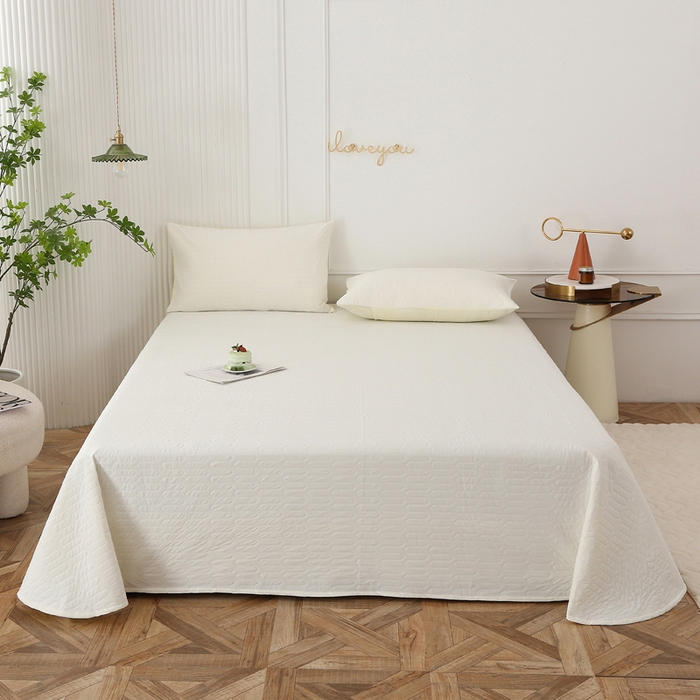 91家纺网 家纺一手货源 找家纺 薇玛仕 2026新款锦氨冰淇淋凉感丝夏凉被乳胶床单夏被四件套 奶油白