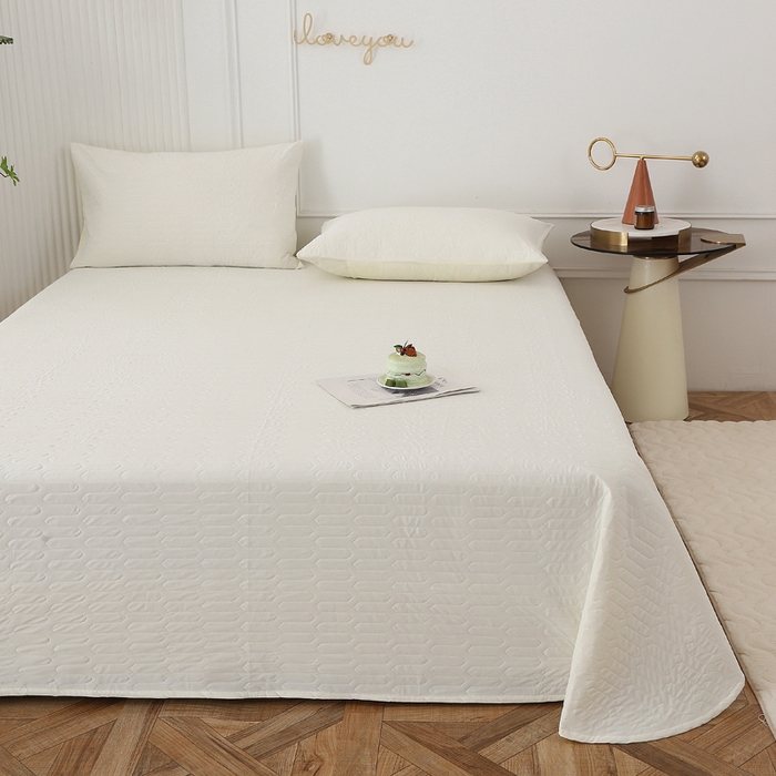 91家纺网 家纺一手货源 找家纺 薇玛仕 2026新款锦氨冰淇淋凉感丝夏凉被乳胶床单夏被四件套 奶油白