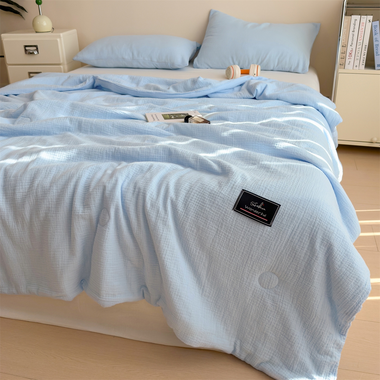 91家纺网 家纺一手货源 找家纺 （总）布凡家居 2026新款A类母婴级全棉皱皱纱大豆夏被夏凉被空调被