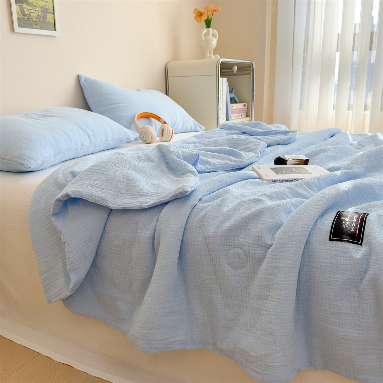 91家纺网 家纺一手货源 找家纺 （总）布凡家居 2026新款A类母婴级全棉皱皱纱大豆夏被夏凉被空调被