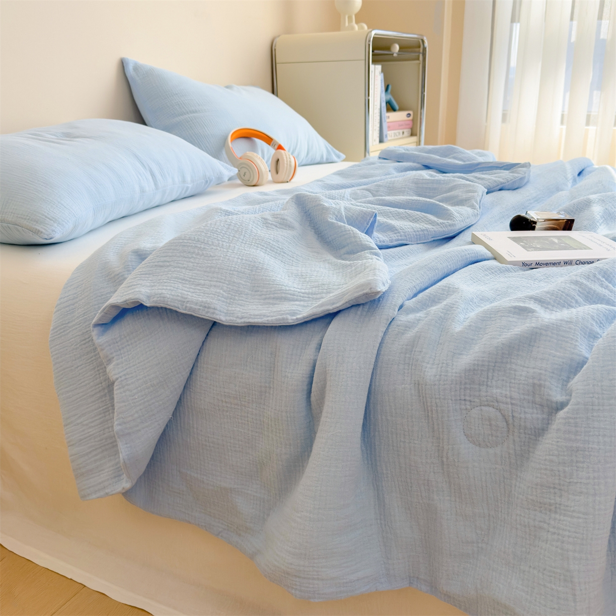 91家纺网 家纺一手货源 找家纺 （总）布凡家居 2026新款A类母婴级全棉皱皱纱大豆夏被夏凉被空调被