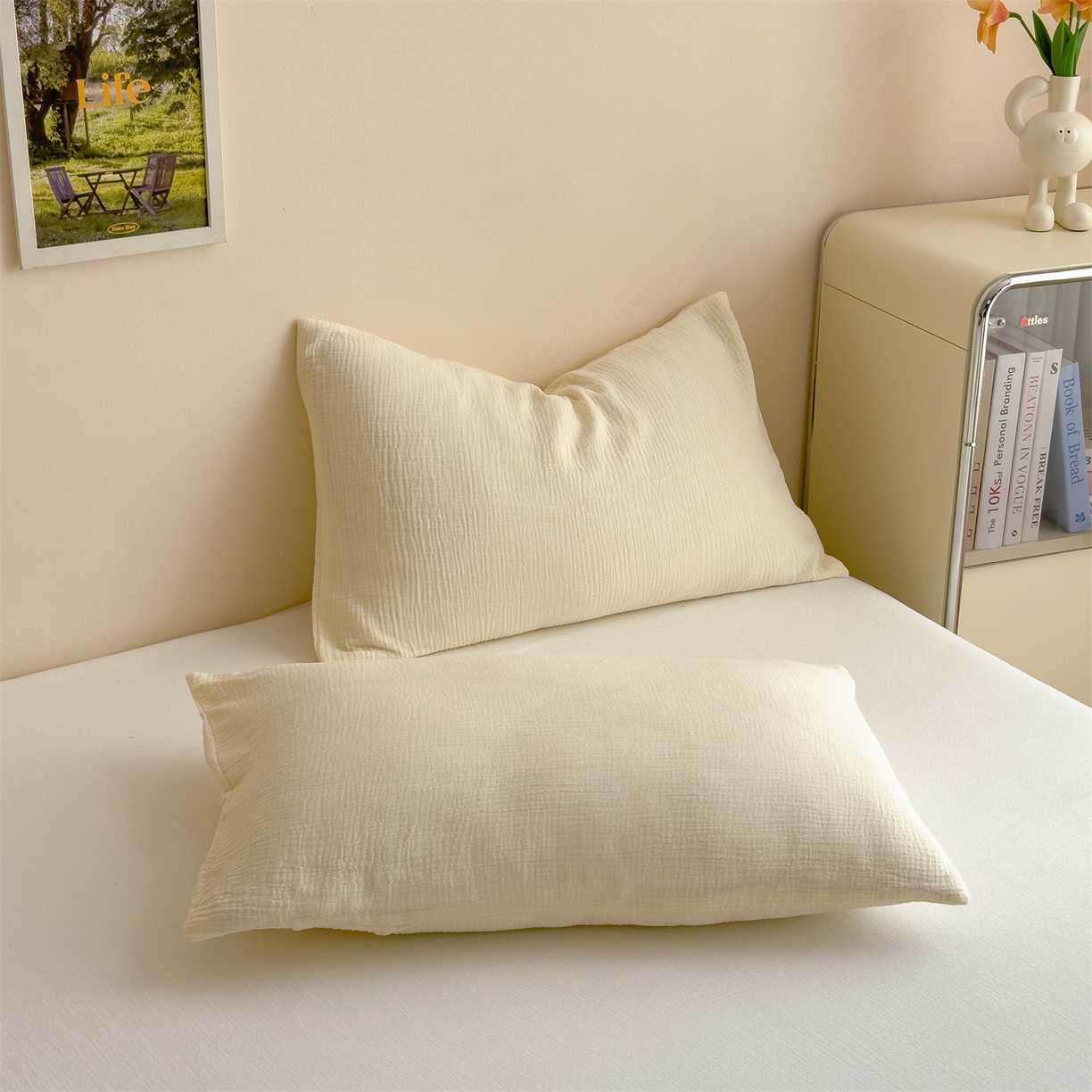 91家纺网 家纺一手货源 找家纺 布凡家居 2026新款A类母婴级全棉皱皱纱大豆夏被夏凉被空调被 马卡龙-米黄