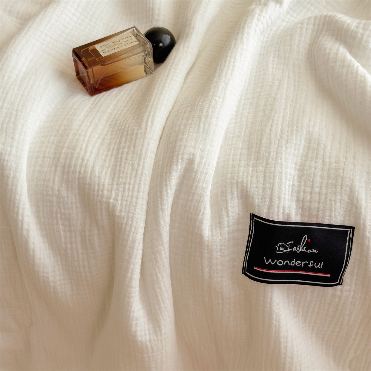 91家纺网 家纺一手货源 找家纺 布凡家居 2026新款A类母婴级全棉皱皱纱大豆夏被夏凉被空调被 马卡龙-米白