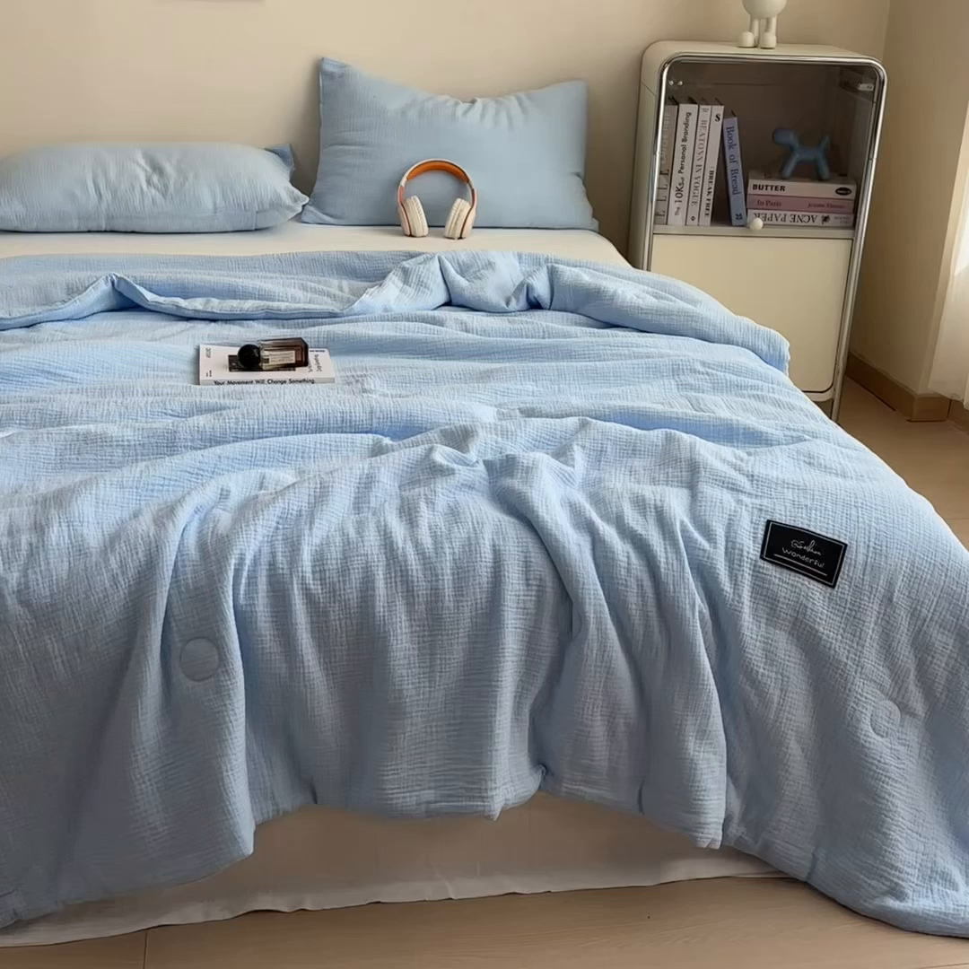 91家纺网 家纺一手货源 找家纺 （总）布凡家居 2026新款A类母婴级全棉皱皱纱大豆夏被夏凉被空调被