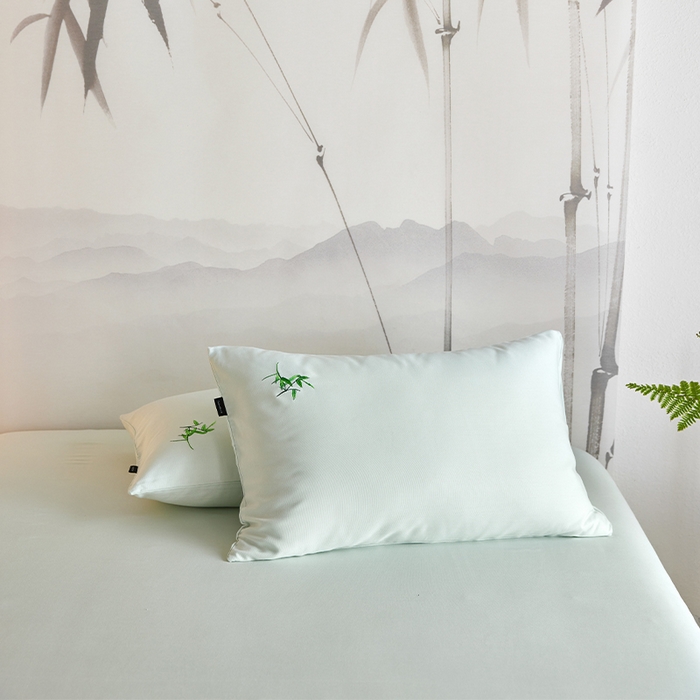 91家纺网 家纺一手货源 找家纺 （总）春皖家纺 2026新款A类竹纤维绣花床单凉席系列-单枕套风格2