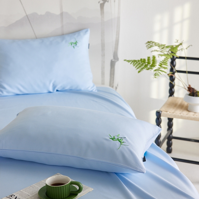 91家纺网 家纺一手货源 找家纺 （总）春皖家纺 2026新款A类竹纤维绣花床单凉席系列-单枕套风格2