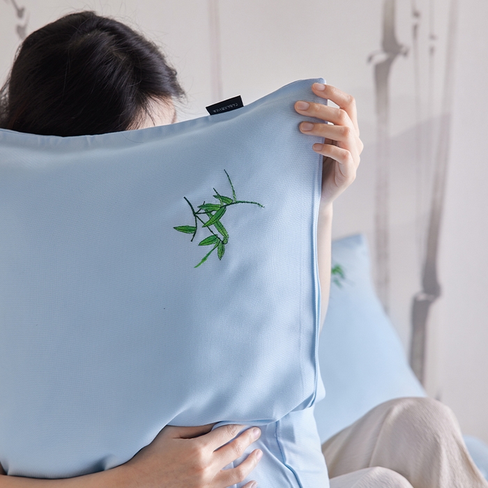 91家纺网 家纺一手货源 找家纺 （总）春皖家纺 2026新款A类竹纤维绣花床单凉席系列-单枕套风格2