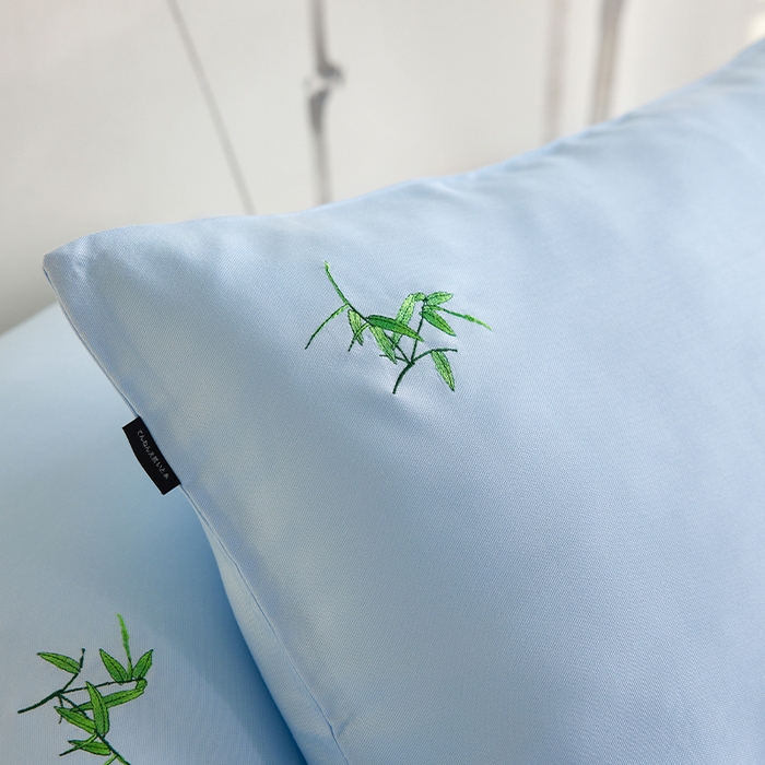 91家纺网 家纺一手货源 找家纺 （总）春皖家纺 2026新款A类竹纤维绣花床单凉席系列-单枕套风格2