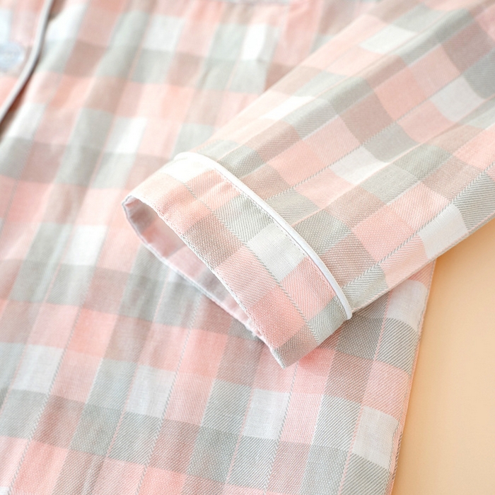 91家纺网 家纺一手货源 找家纺 （总）洛兰沙家居馆 日式纯棉情侣睡衣春秋夏季无印风男女纱布长袖长裤家居服套装