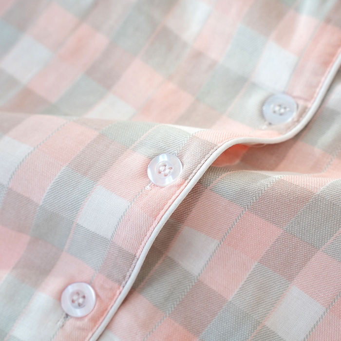 91家纺网 家纺一手货源 找家纺 （总）洛兰沙家居馆 日式纯棉情侣睡衣春秋夏季无印风男女纱布长袖长裤家居服套装