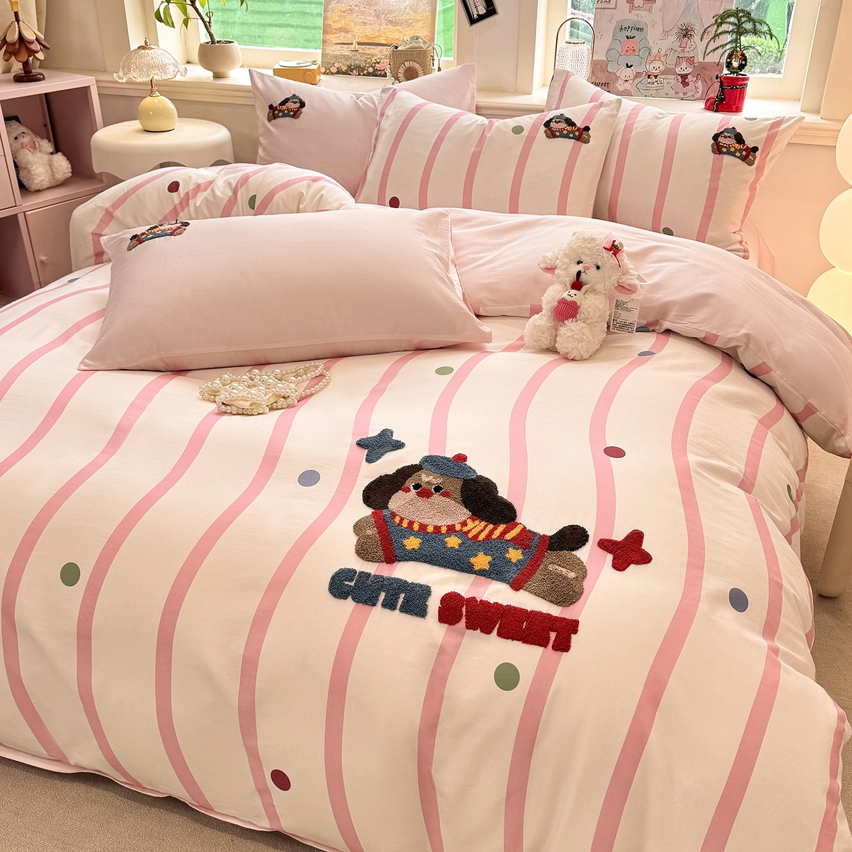 91家纺网 家纺一手货源 找家纺 （总）卧趣家纺 2026新款A类100Pro贡缎全棉纯棉卡通毛巾绣四件套