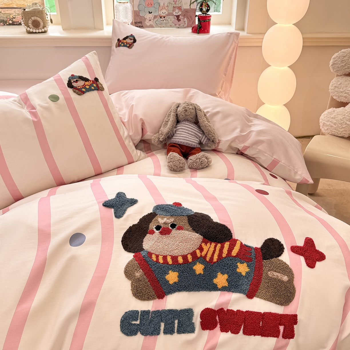 91家纺网 家纺一手货源 找家纺 （总）卧趣家纺 2026新款A类100Pro贡缎全棉纯棉卡通毛巾绣四件套