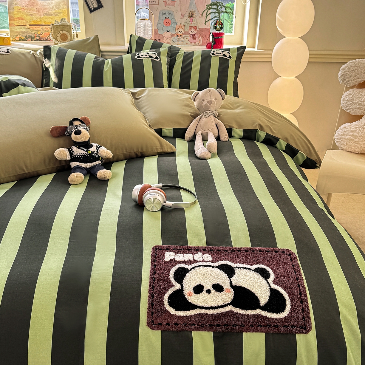 91家纺网 家纺一手货源 找家纺 卧趣家纺 2026新款A类100Pro贡缎全棉纯棉卡通毛巾绣四件套 曲奇小熊