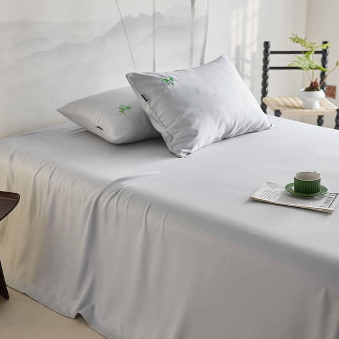 春皖家纺 2026新款A类竹纤维绣花床单凉席系列-风格2 雅岩灰