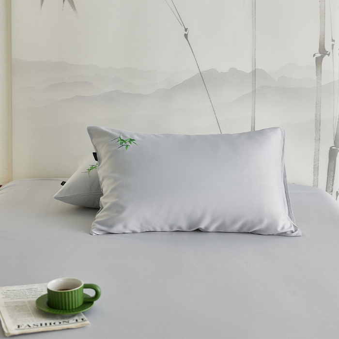 91家纺网 家纺一手货源 找家纺 春皖家纺 2026新款A类竹纤维绣花床单凉席系列-风格2 雅岩灰