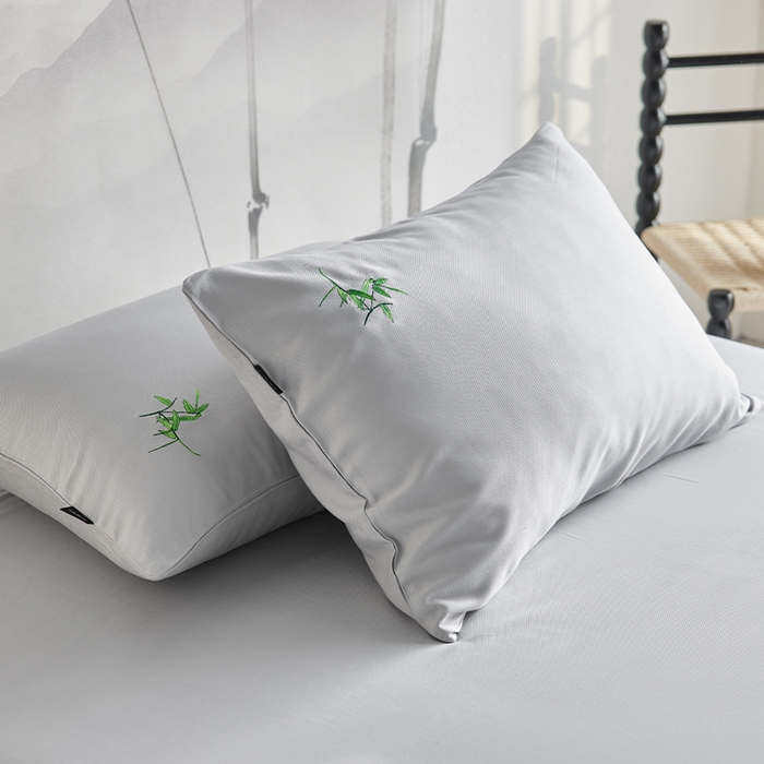 91家纺网 家纺一手货源 找家纺 春皖家纺 2026新款A类竹纤维绣花床单凉席系列-风格2 雅岩灰