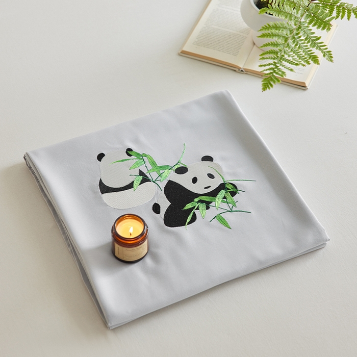 91家纺网 家纺一手货源 找家纺 春皖家纺 2026新款A类竹纤维绣花床单凉席系列-风格2 雅岩灰