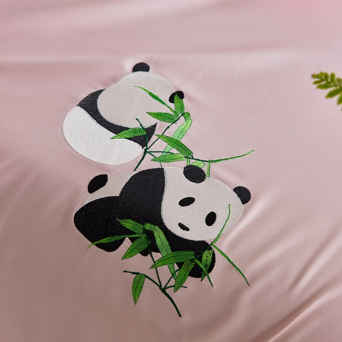 91家纺网 家纺一手货源 找家纺 春皖家纺 2026新款A类竹纤维绣花床单凉席系列-风格2 浅藕粉