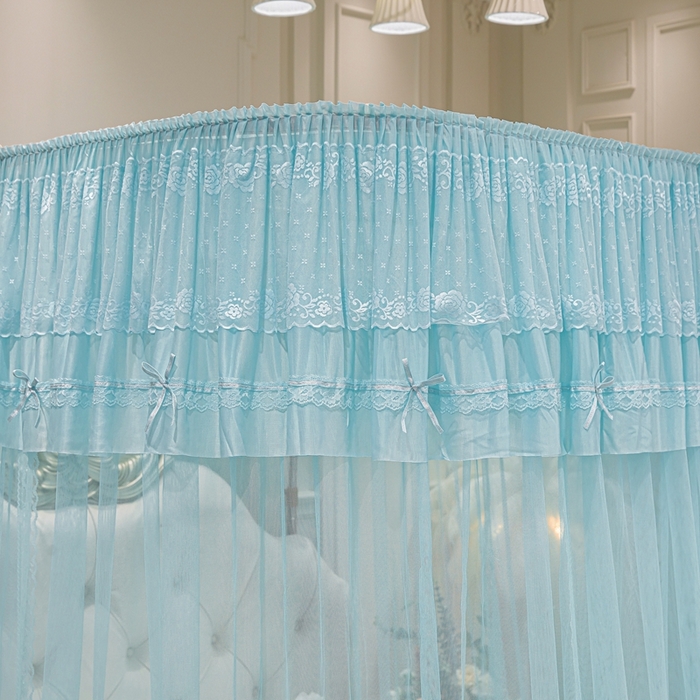 91家纺网 家纺一手货源 找家纺 （总）梦尔佳蚊帐 2026新款浪漫双层花边蝴蝶结导轨蚊帐-花香其乐