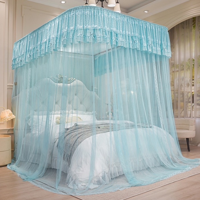 91家纺网 家纺一手货源 找家纺 （总）梦尔佳蚊帐 2026新款浪漫双层花边蝴蝶结导轨蚊帐-花香其乐