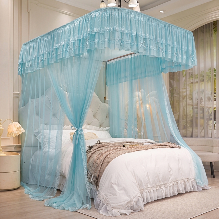 91家纺网 家纺一手货源 找家纺 （总）梦尔佳蚊帐 2026新款浪漫双层花边蝴蝶结导轨蚊帐-花香其乐