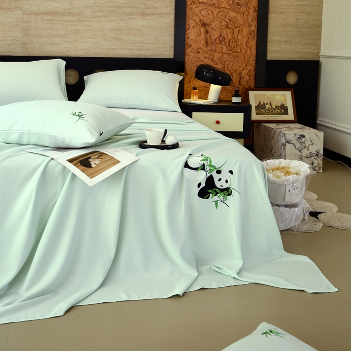 91家纺网 家纺一手货源 找家纺 （总）春皖家纺 2026新款A类竹纤维绣花床单凉席系列-风格1