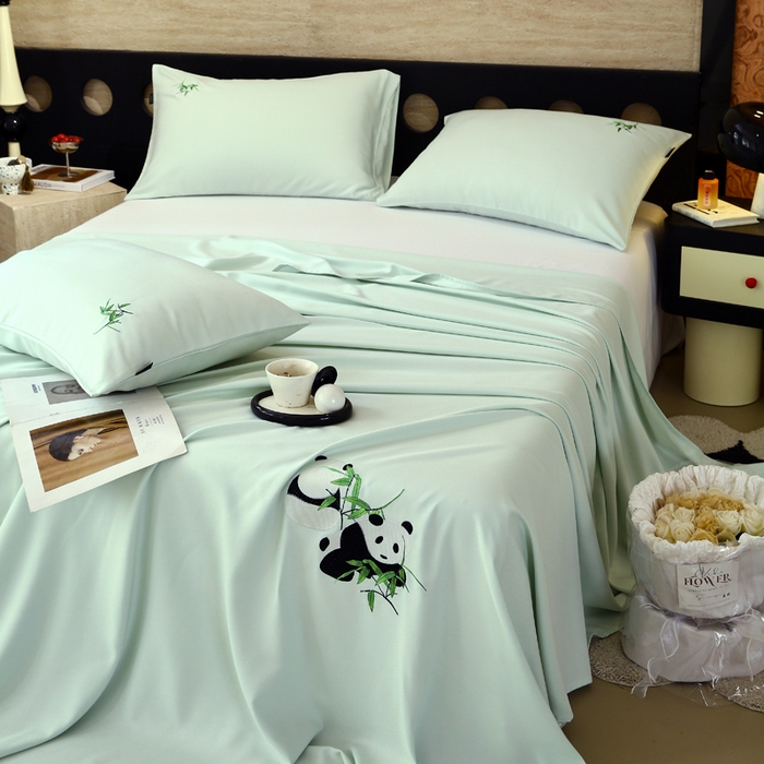 91家纺网 家纺一手货源 找家纺 （总）春皖家纺 2026新款A类竹纤维绣花床单凉席系列-风格1