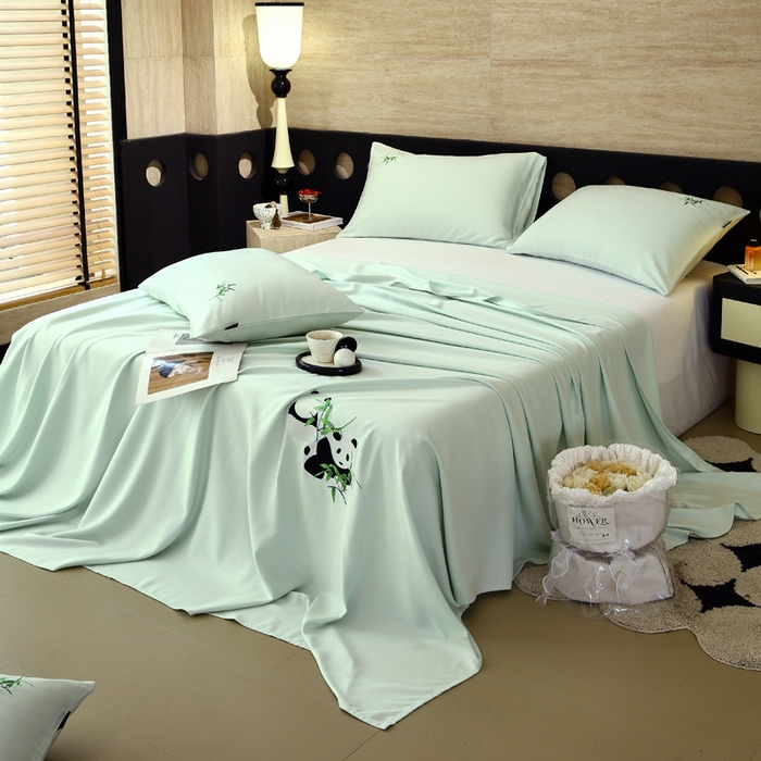 91家纺网 家纺一手货源 找家纺 （总）春皖家纺 2026新款A类竹纤维绣花床单凉席系列-风格1