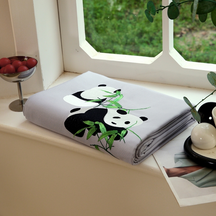 91家纺网 家纺一手货源 找家纺 春皖家纺 2026新款A类竹纤维绣花床单凉席系列-风格1 雅岩灰