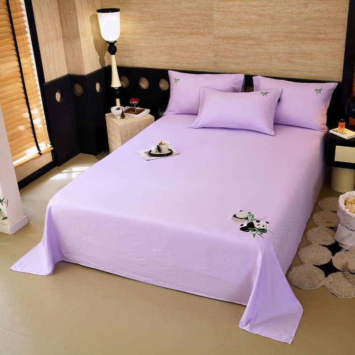 91家纺网 家纺一手货源 找家纺 春皖家纺 2026新款A类竹纤维绣花床单凉席系列-风格1 霞光紫