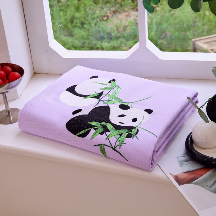 91家纺网 家纺一手货源 找家纺 春皖家纺 2026新款A类竹纤维绣花床单凉席系列-风格1 霞光紫