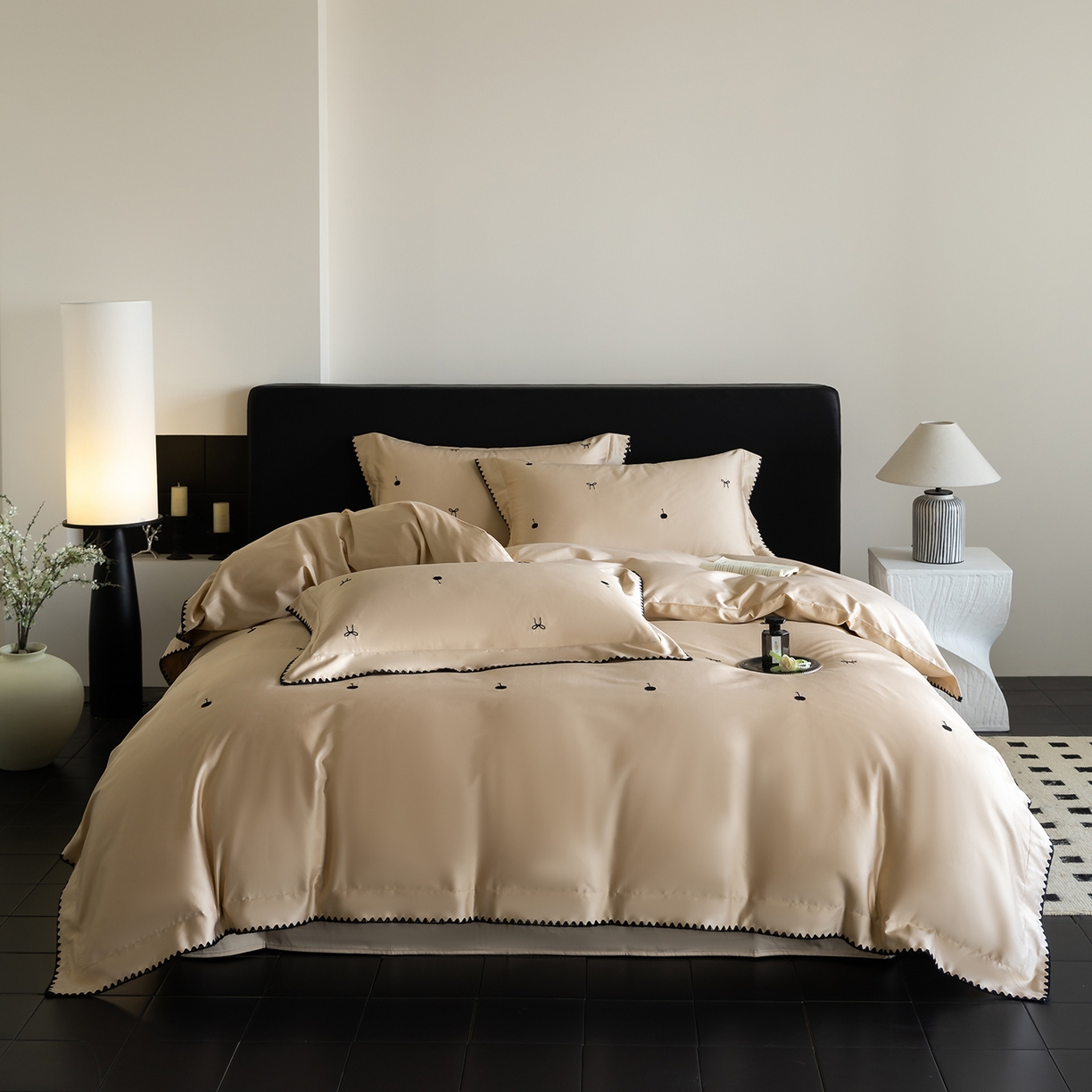 91家纺网 家纺一手货源 找家纺 （总）蓝邻家纺 2026新款全棉50s长绒棉轻奢风贝壳边四件套系列