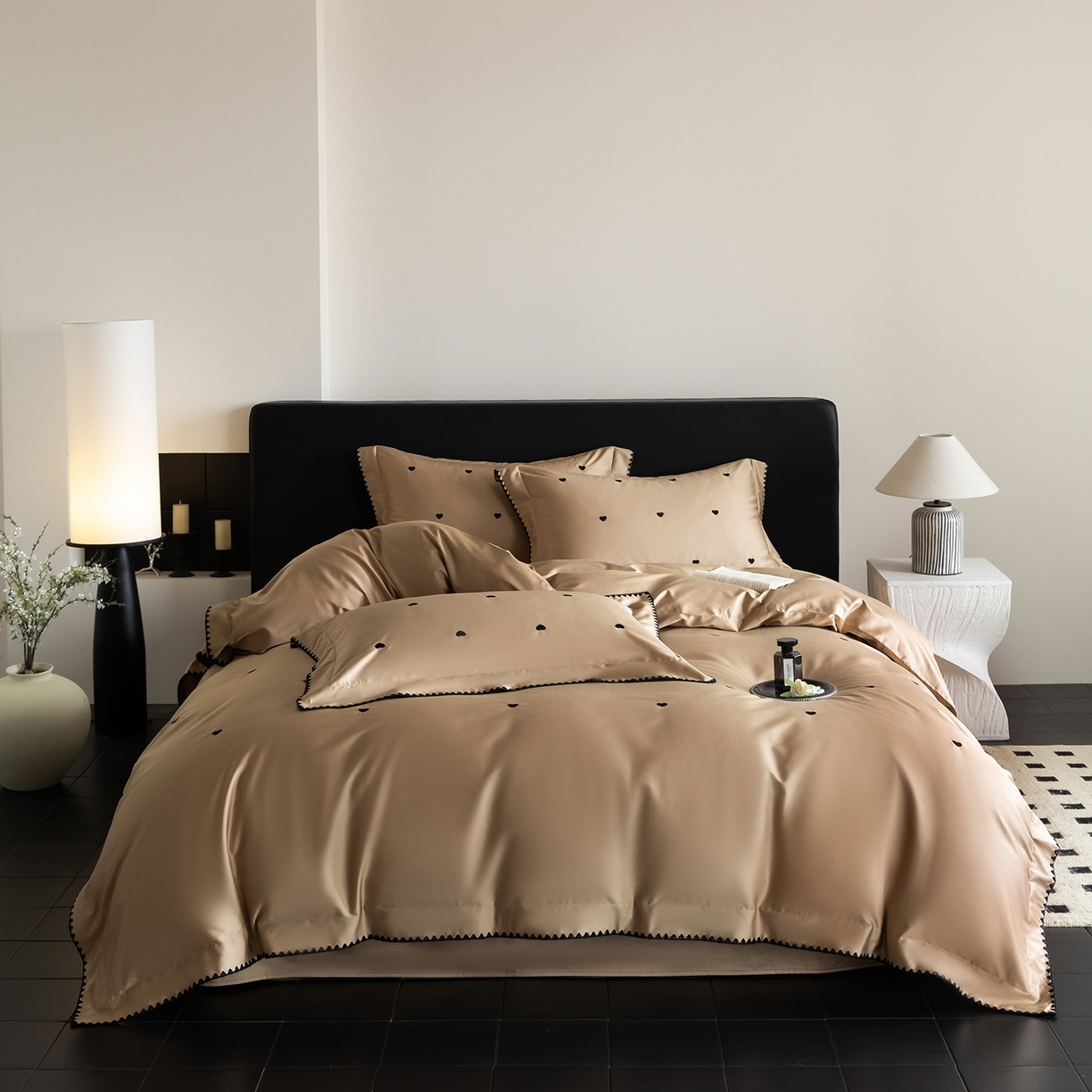 91家纺网 家纺一手货源 找家纺 （总）蓝邻家纺 2026新款全棉50s长绒棉轻奢风贝壳边四件套系列