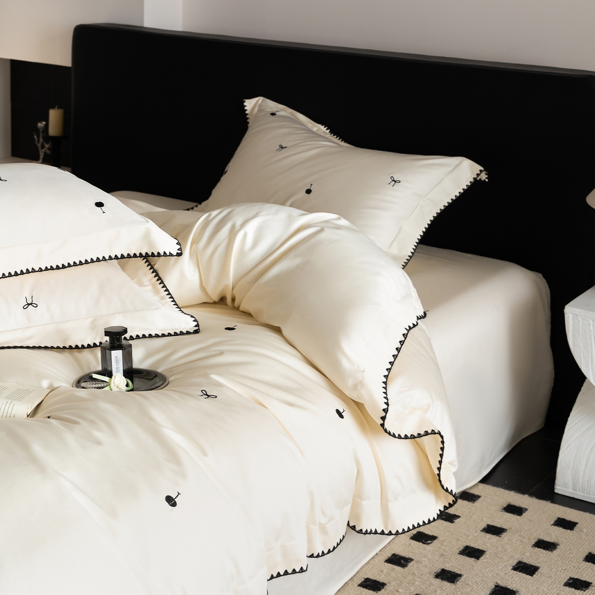 91家纺网 家纺一手货源 找家纺 （总）蓝邻家纺 2026新款全棉50s长绒棉轻奢风贝壳边四件套系列