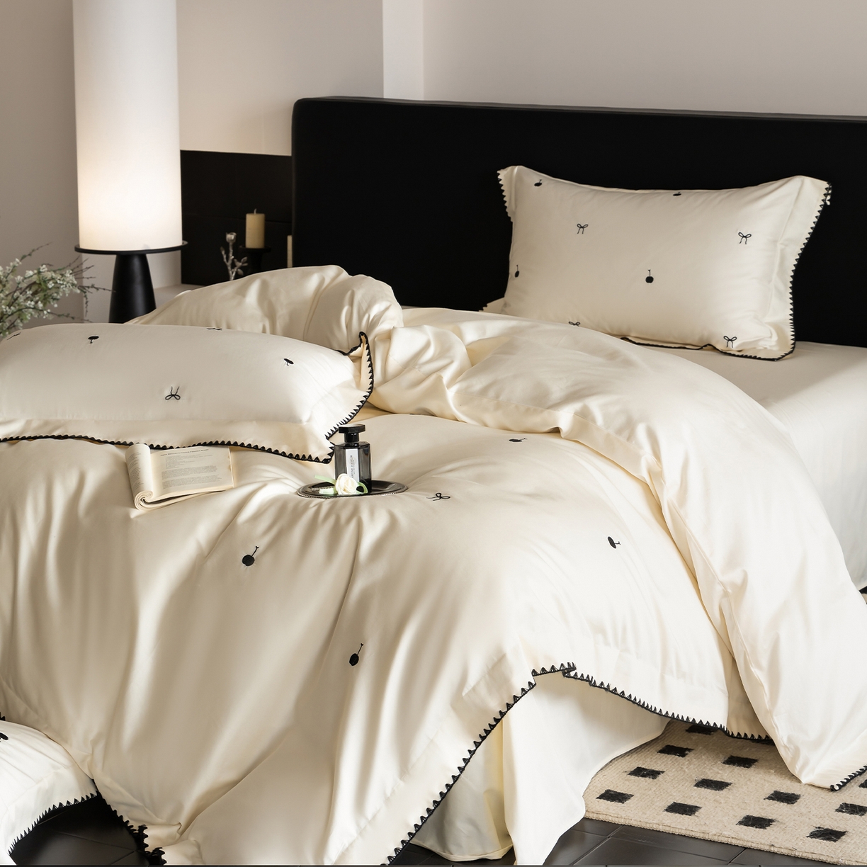 91家纺网 家纺一手货源 找家纺 （总）蓝邻家纺 2026新款全棉50s长绒棉轻奢风贝壳边四件套系列