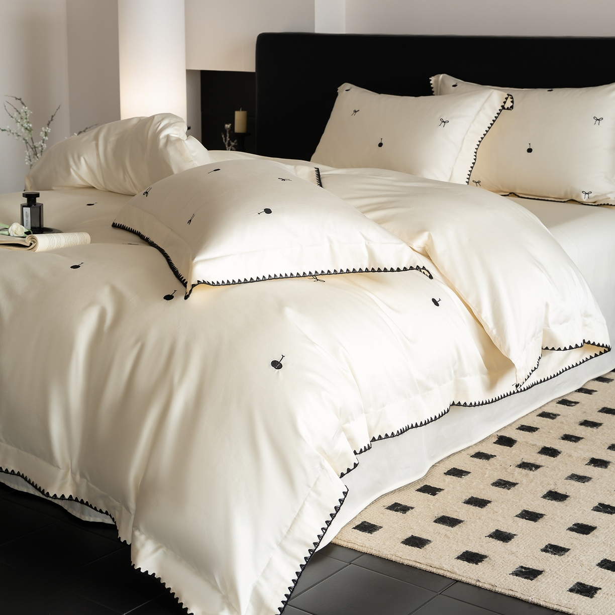 91家纺网 家纺一手货源 找家纺 （总）蓝邻家纺 2026新款全棉50s长绒棉轻奢风贝壳边四件套系列