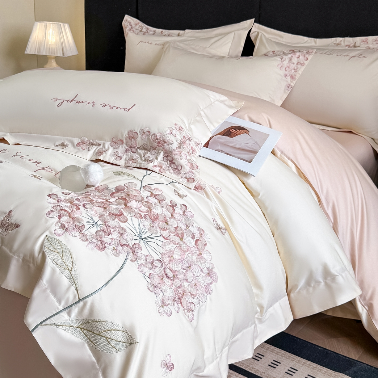 91家纺网 家纺一手货源 找家纺 置顶家纺 2025新款亲肤刺绣婚庆磨毛四件套 吉祥龙凤-大红