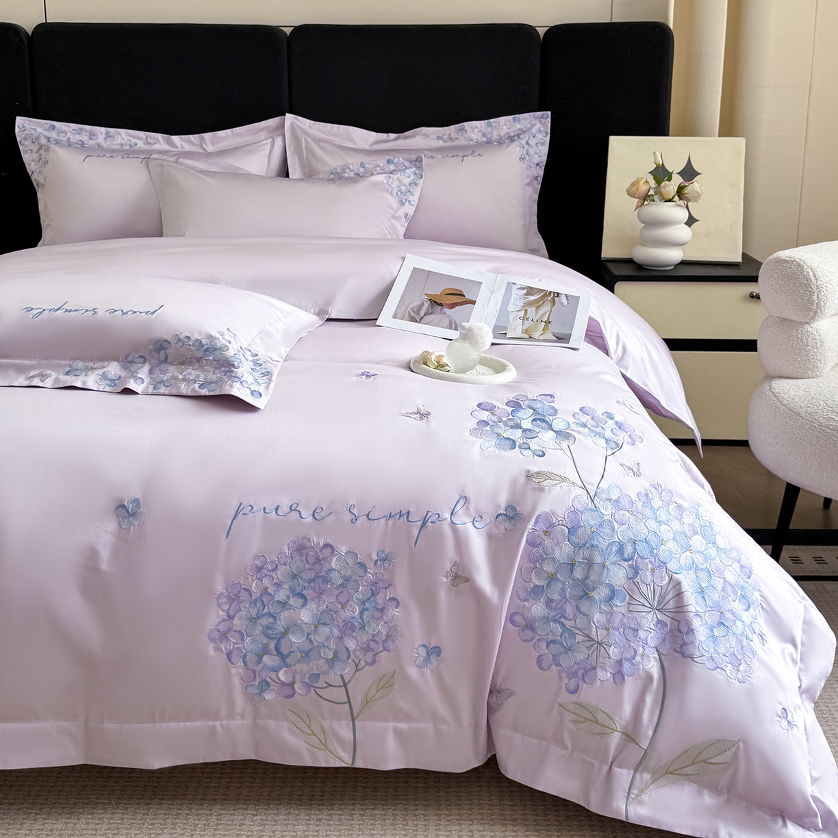 91家纺网 家纺一手货源 找家纺 置顶家纺 2026新款亲肤刺绣四件套-薇朵 薇朵-香芋紫