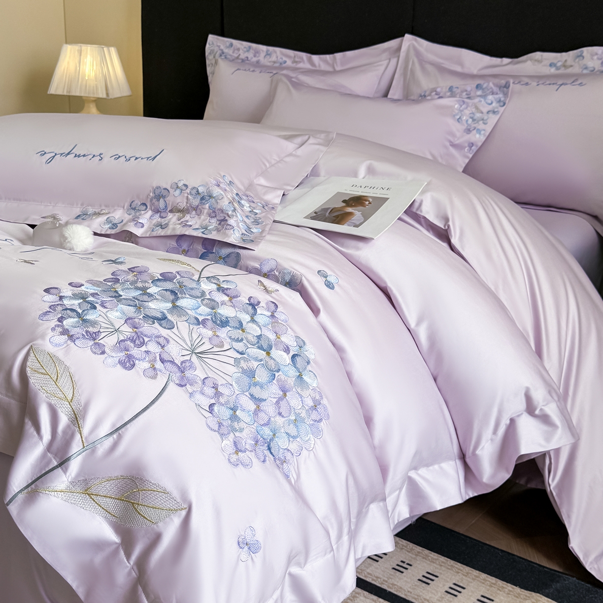 置顶家纺 2026新款亲肤刺绣四件套-薇朵 薇朵-香芋紫