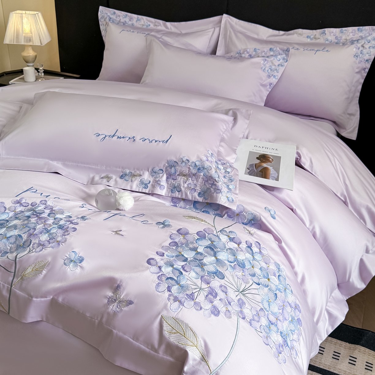 91家纺网 家纺一手货源 找家纺 置顶家纺 2026新款亲肤刺绣四件套-薇朵 薇朵-香芋紫