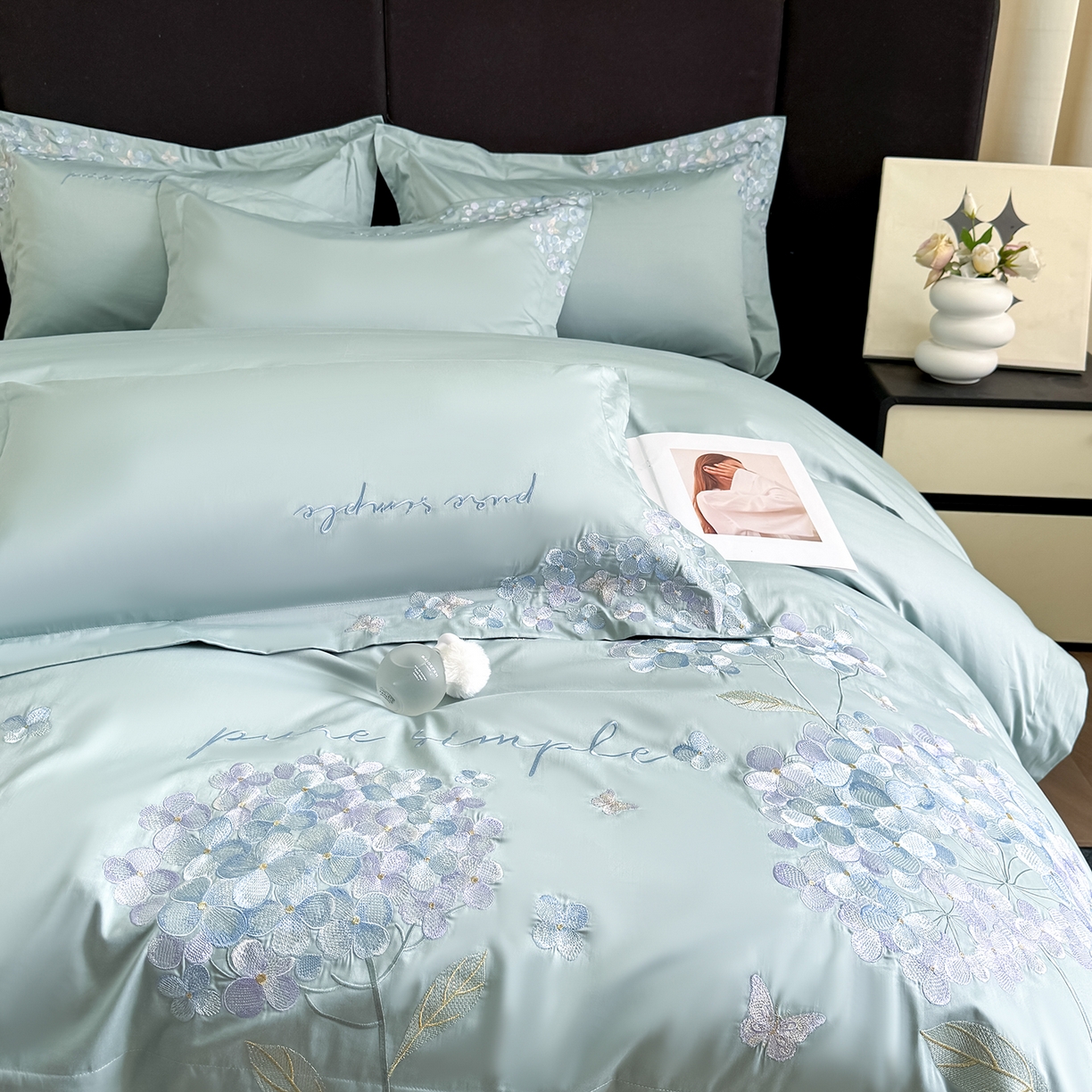 91家纺网 家纺一手货源 找家纺 置顶家纺 2026新款亲肤刺绣四件套-薇朵 薇朵-繁星蓝