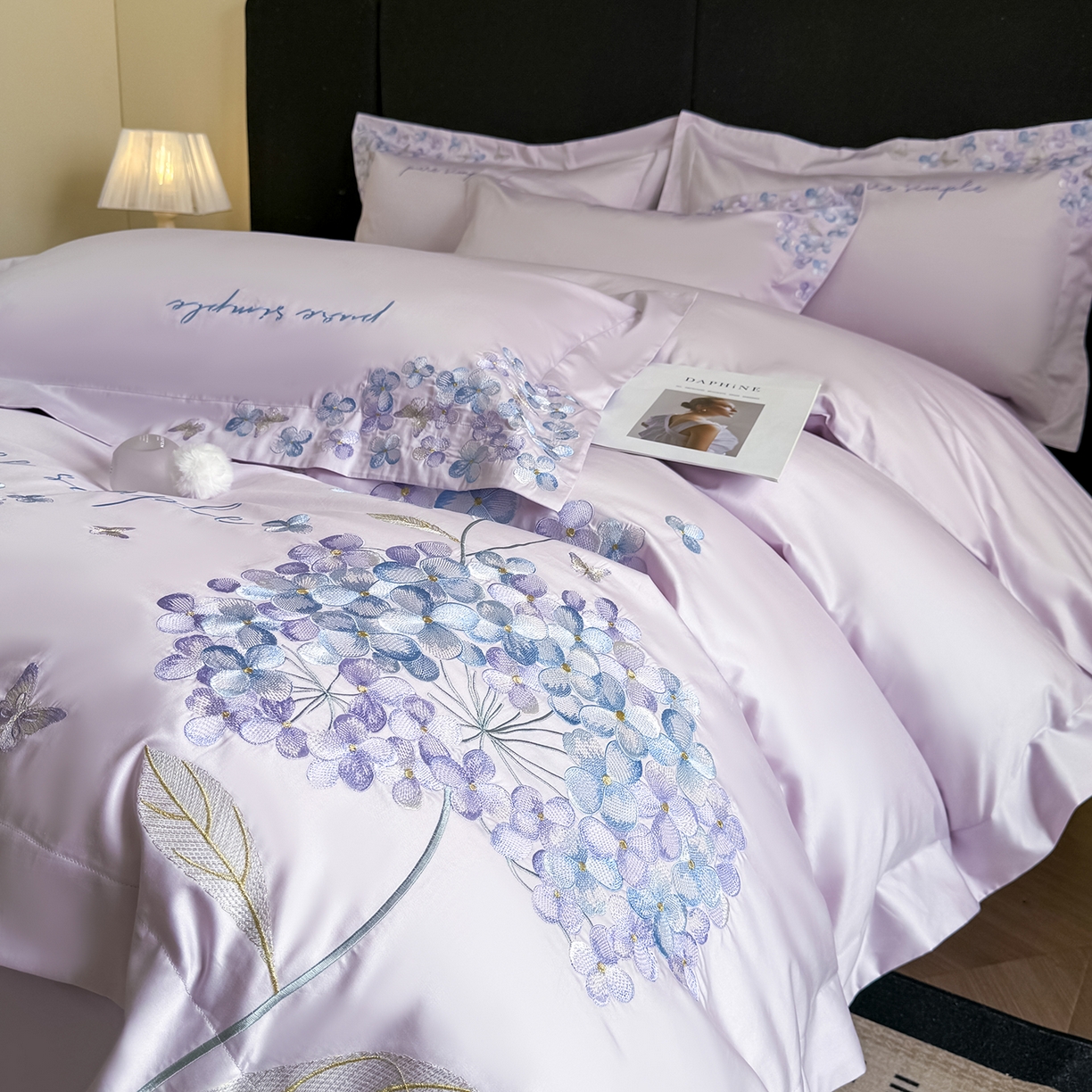 91家纺网 家纺一手货源 找家纺 置顶家纺 2026新款亲肤刺绣四件套-薇朵 薇朵-香芋紫