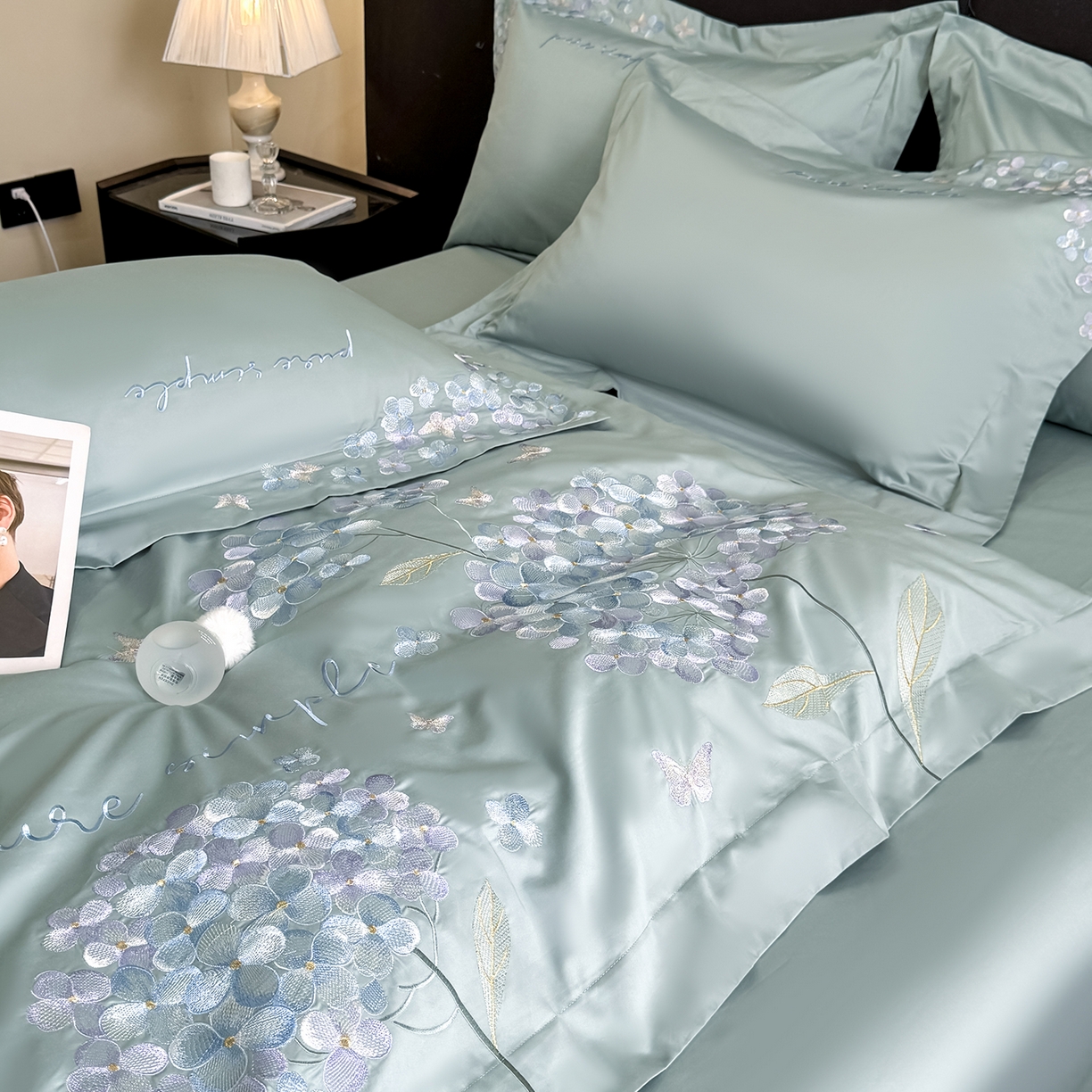 91家纺网 家纺一手货源 找家纺 置顶家纺 2026新款亲肤刺绣四件套-薇朵 薇朵-繁星蓝