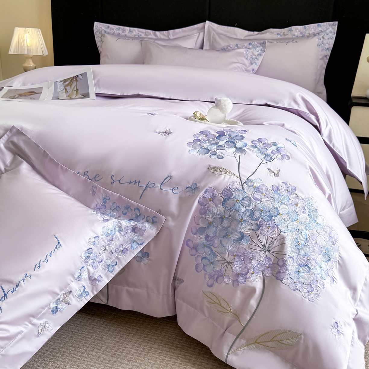 91家纺网 家纺一手货源 找家纺 置顶家纺 2026新款亲肤刺绣四件套-薇朵 薇朵-香芋紫