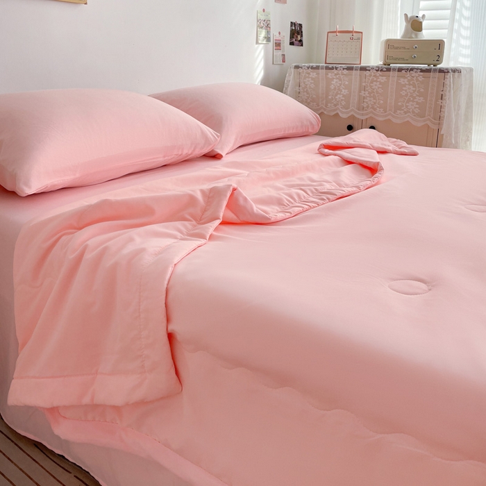 91家纺网 家纺一手货源 找家纺 易展家居 2026新款水洗棉新疆棉花夏被-棉花棉花+熊猫款 棉花-粉色