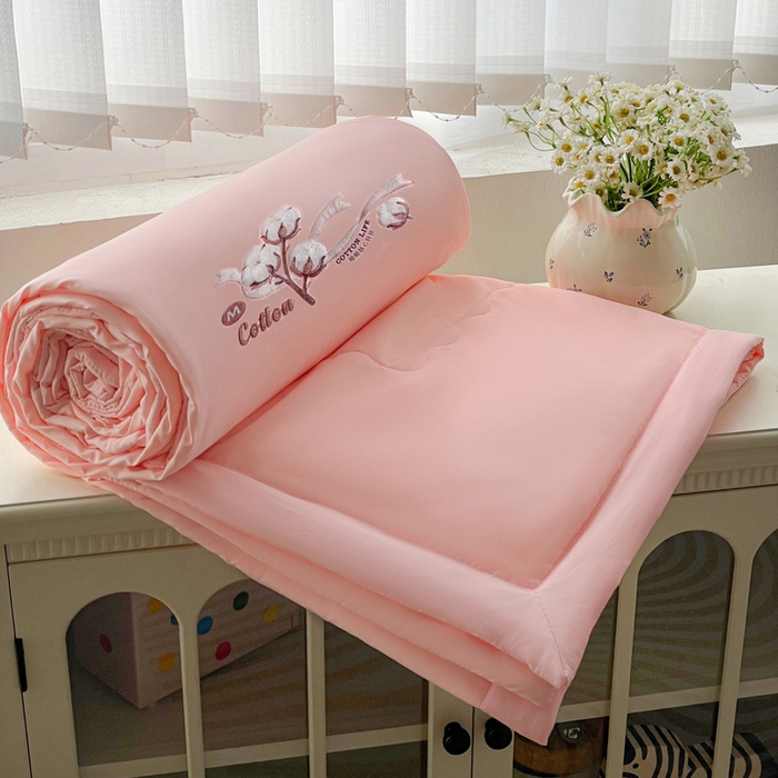 91家纺网 家纺一手货源 找家纺 易展家居 2026新款水洗棉新疆棉花夏被-棉花棉花+熊猫款 棉花-粉色