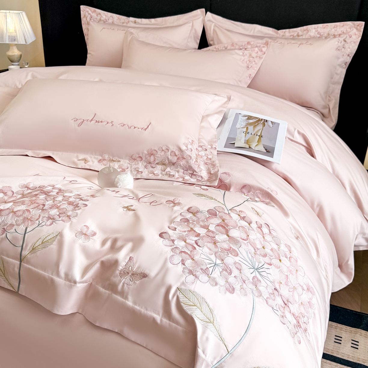 91家纺网 家纺一手货源 找家纺 置顶家纺 2026新款亲肤刺绣四件套-薇朵 薇朵-粉色