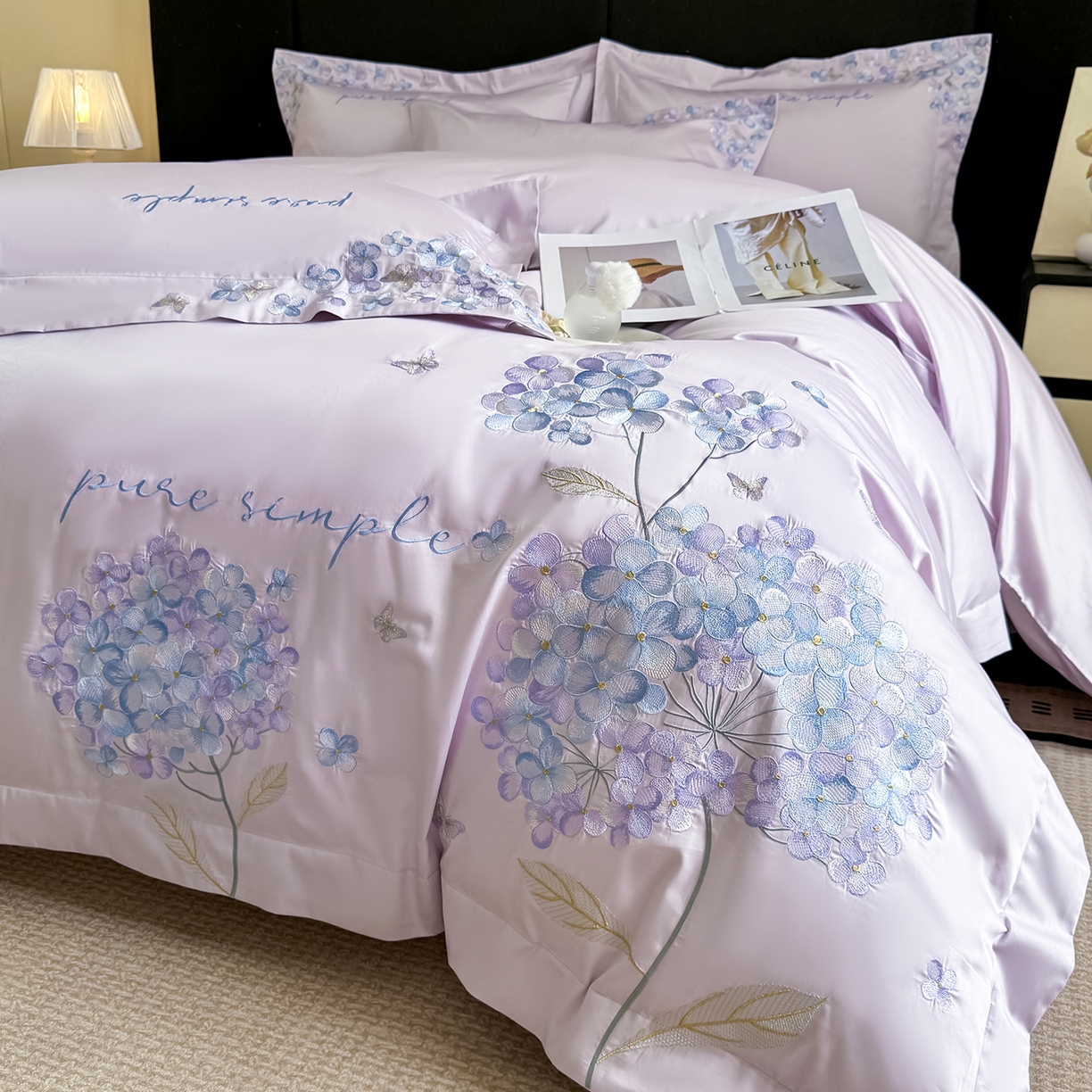 91家纺网 家纺一手货源 找家纺 置顶家纺 2026新款亲肤刺绣四件套-薇朵 薇朵-香芋紫