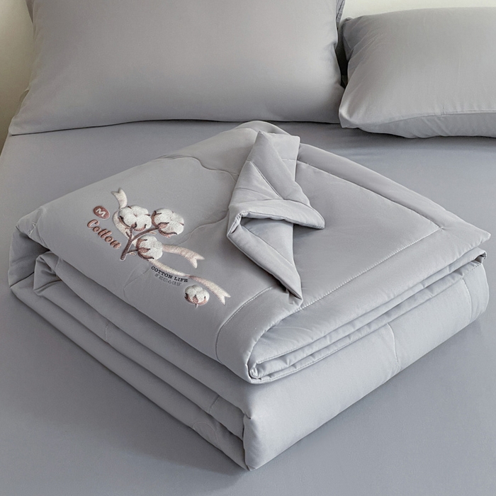 91家纺网 家纺一手货源 找家纺 易展家居 2026新款水洗棉新疆棉花夏被-棉花棉花+熊猫款 棉花-灰色