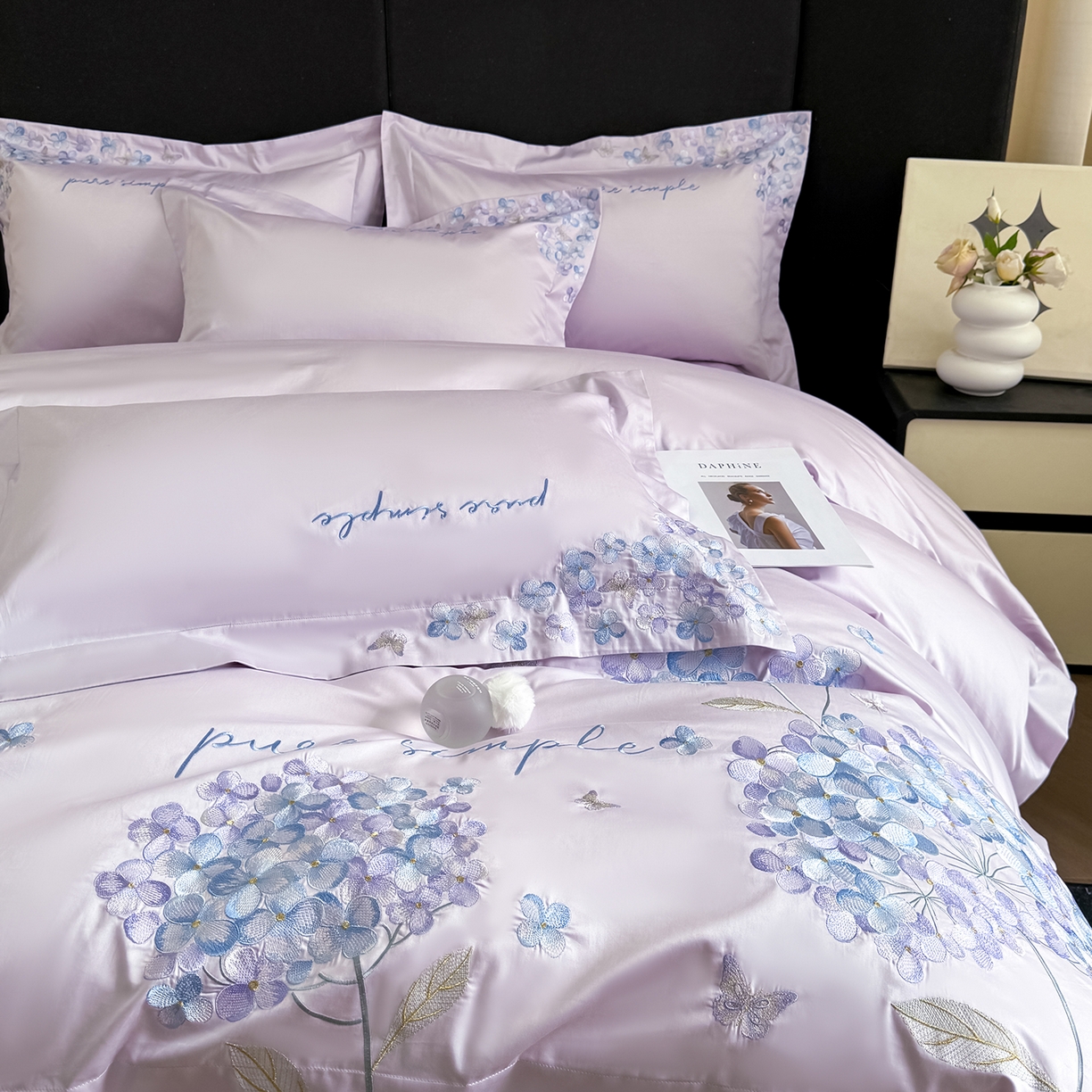 91家纺网 家纺一手货源 找家纺 置顶家纺 2026新款亲肤刺绣四件套-薇朵 薇朵-香芋紫